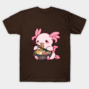 Cute Axolotl Eating Ramen T-Shirt